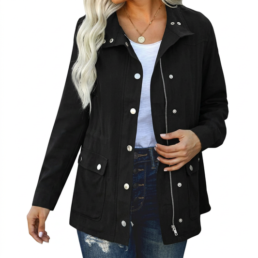 Women's Utility Jacket – Cotton Zip & Snap-Front Layer