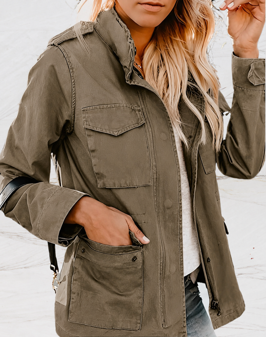 Women's Utility Jacket – Long-Sleeve Cargo Pocket Design