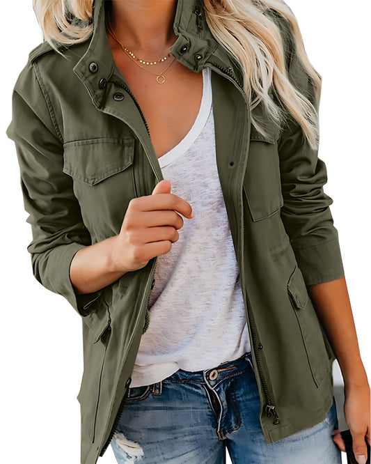 Women's Utility Jacket – Zip-Front Multi-Pocket Style