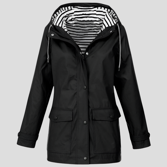 Women's Waterproof Rain Jacket – Hooded Snap-Front Parka