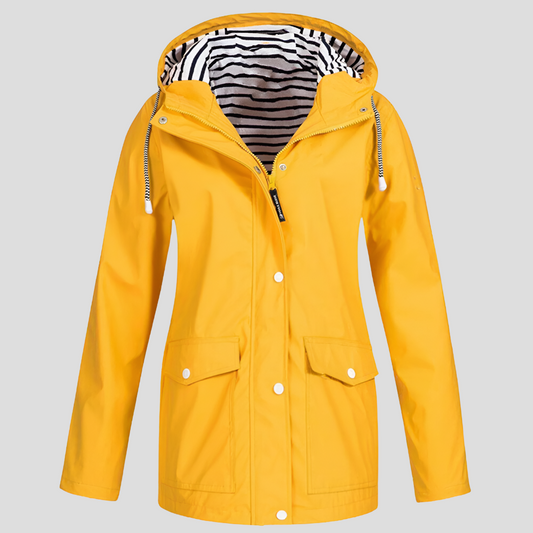 Women's Waterproof Rain Jacket – Hooded Snap-Front Parka