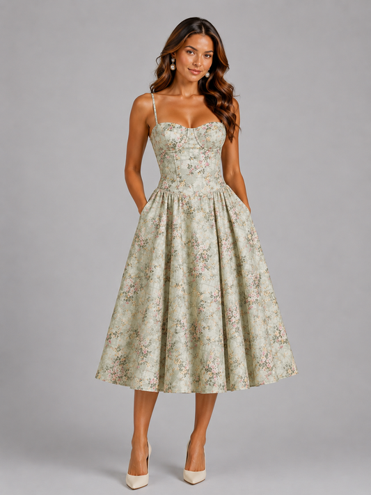 Women's Wedding Guest Dress – Corset Midi Dress