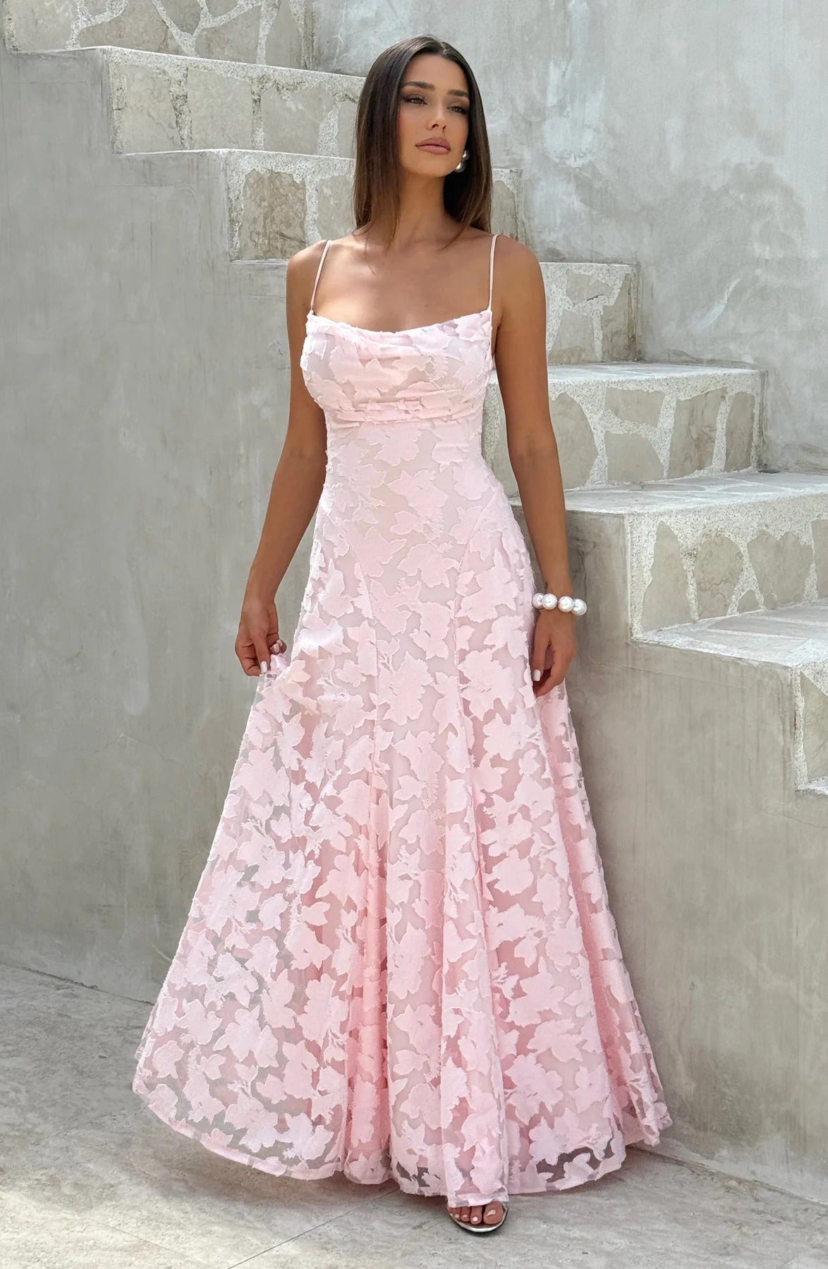 Women's Wedding Guest Dress – Floral Sleeveless Maxi Dress