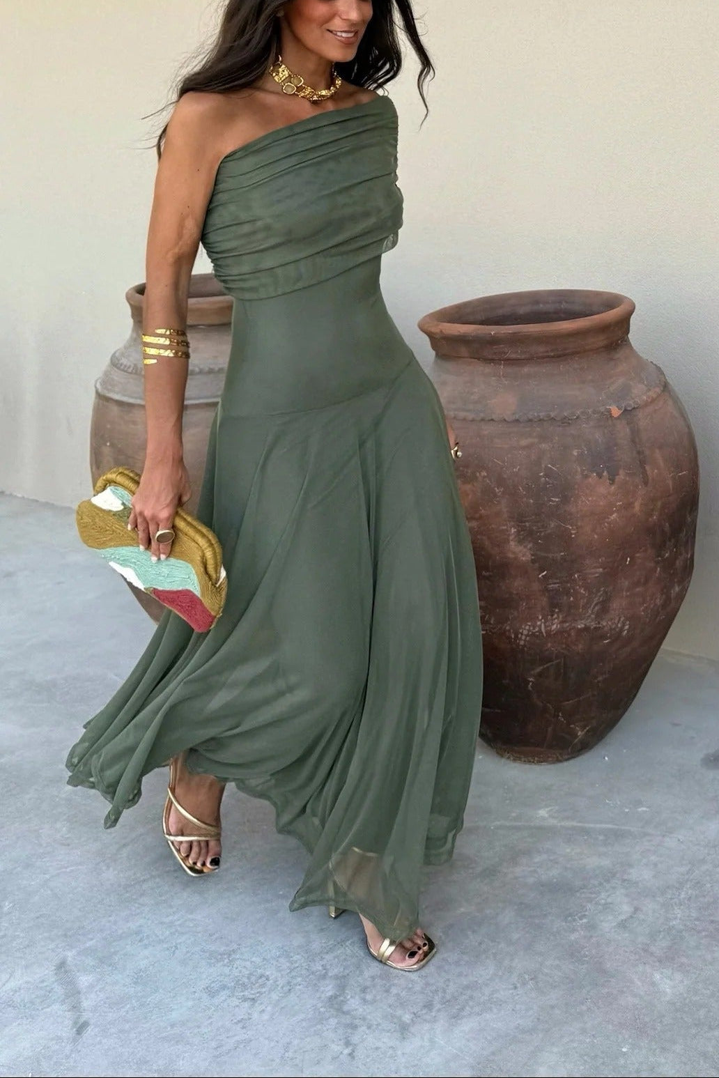 Women's Wedding Guest Dress – Off-Shoulder Maxi Dress