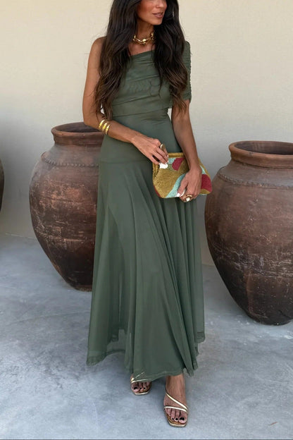 Women's Wedding Guest Dress – Off-Shoulder Maxi Dress