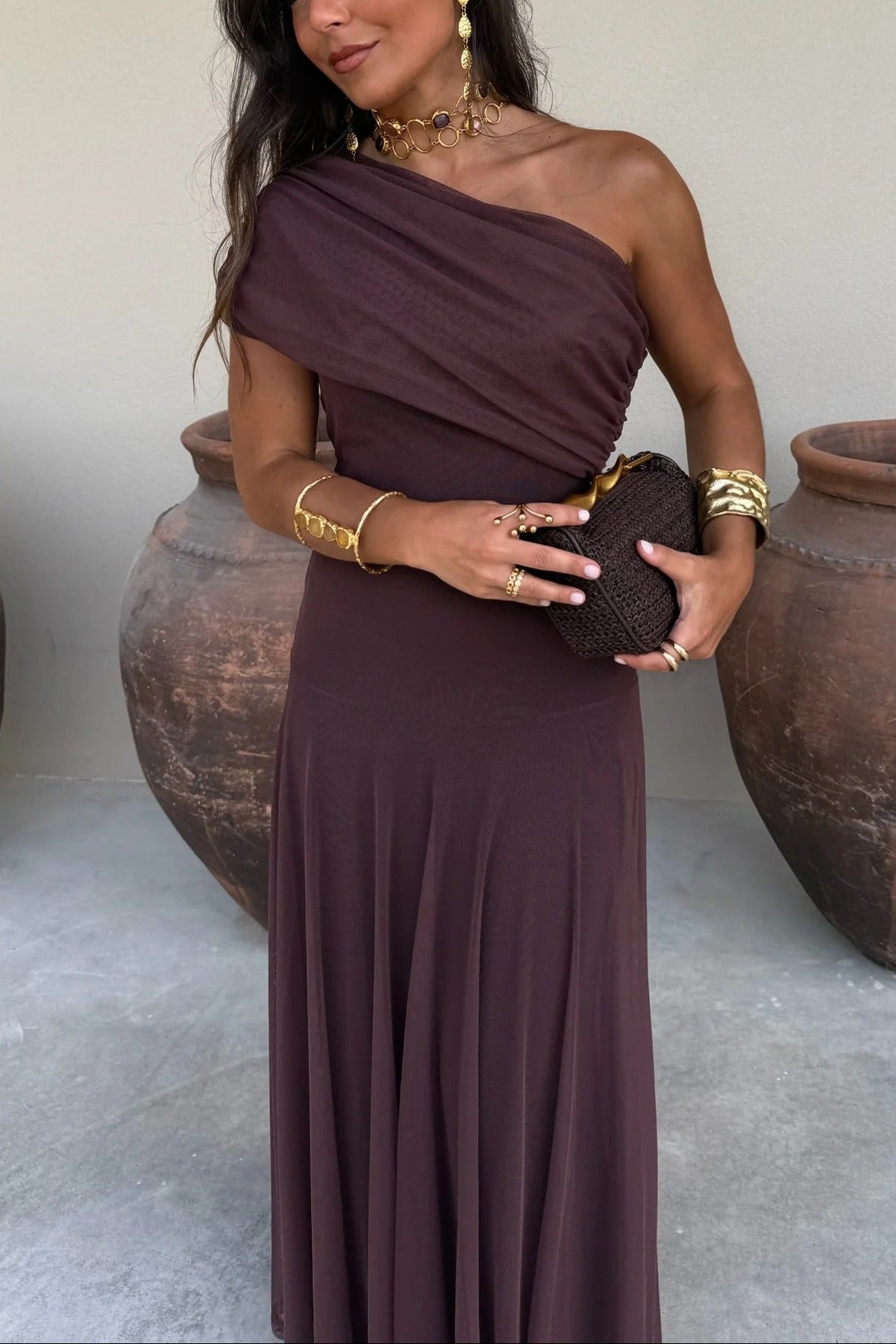 Women's Wedding Guest Dress – Off-Shoulder Maxi Dress