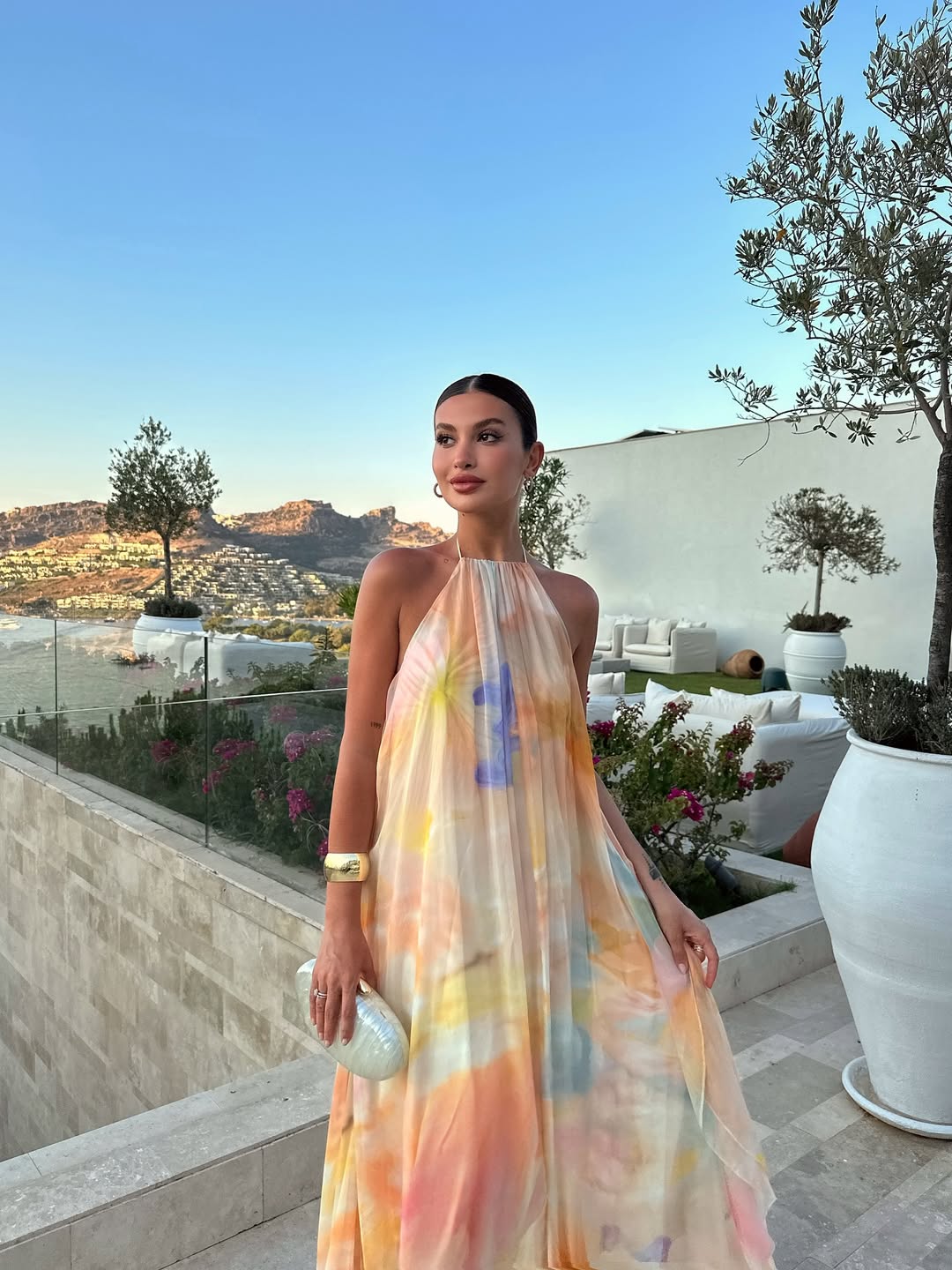 Women's Wedding Guest Dress – Printed Halter Maxi Dress