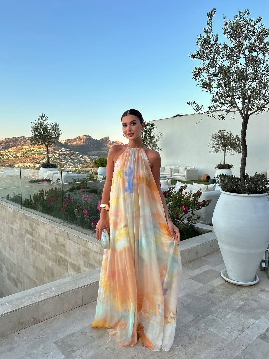 Women's Wedding Guest Dress – Printed Halter Maxi Dress