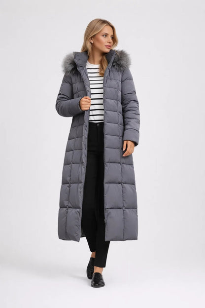 Women's Winter Coat – Long Quilted Belted Hooded Design