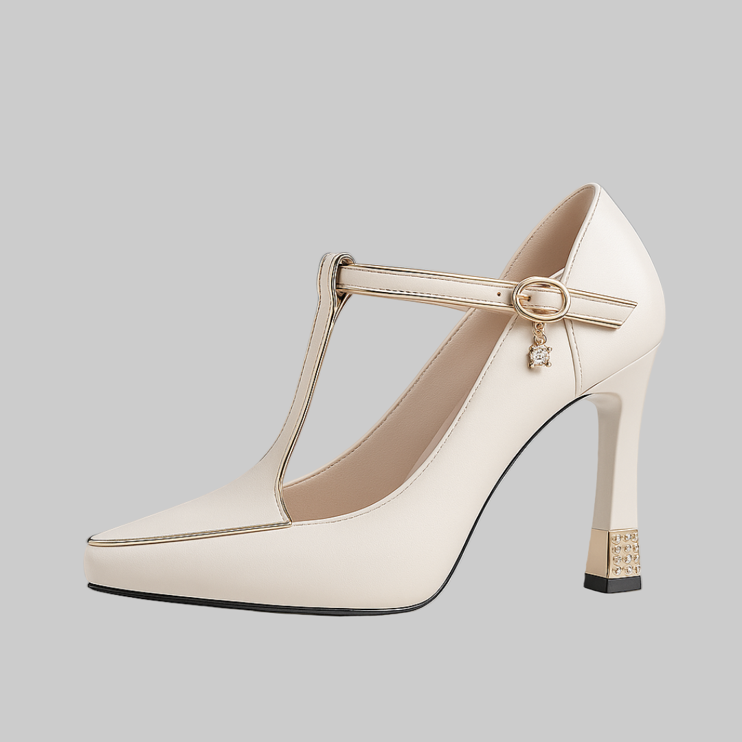 Women's Winter Heels – T-Strap High Heel Pumps